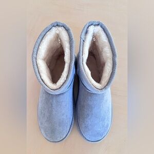 Brand new Cow Suede Leather Slip on Booties Fur Lined Warm Boots Waterproof